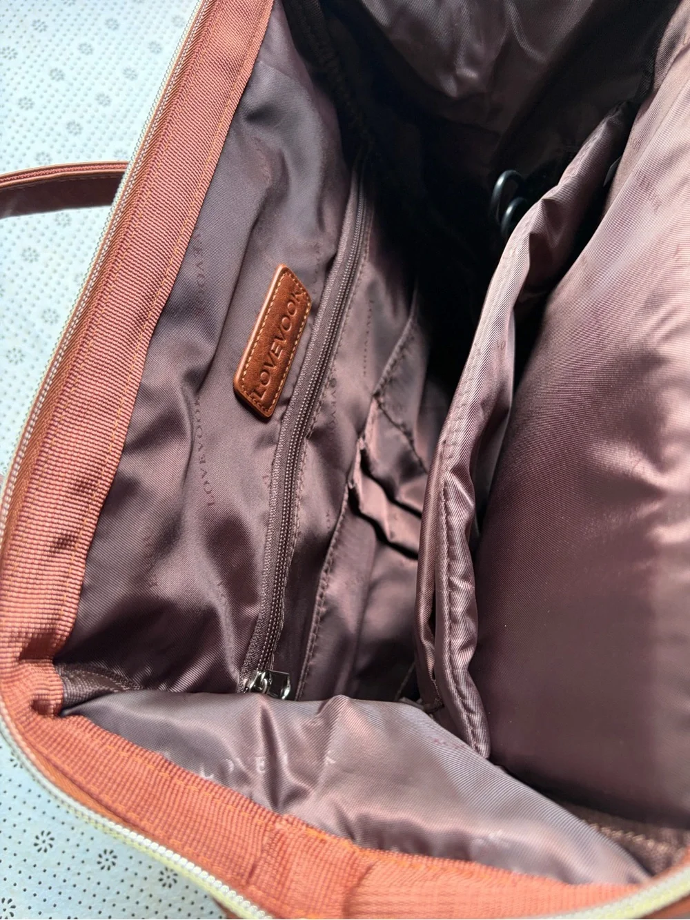 NWT LOVEVOOK brown Vegan Leather 15.6” Laptop Backpack - USB Port & Gold Zippers